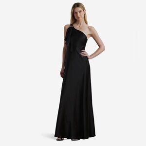 Lauren Ralph Lauren One-Shoulder Satin Charmeuse Gown